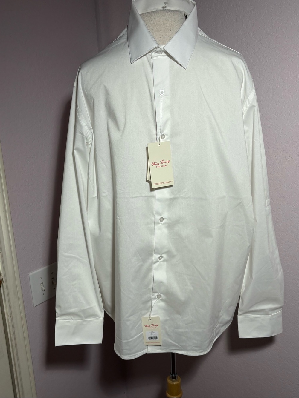 Lucky Brand White Men's Dress Shirt - Classic Button-Up NWT SIZE XL